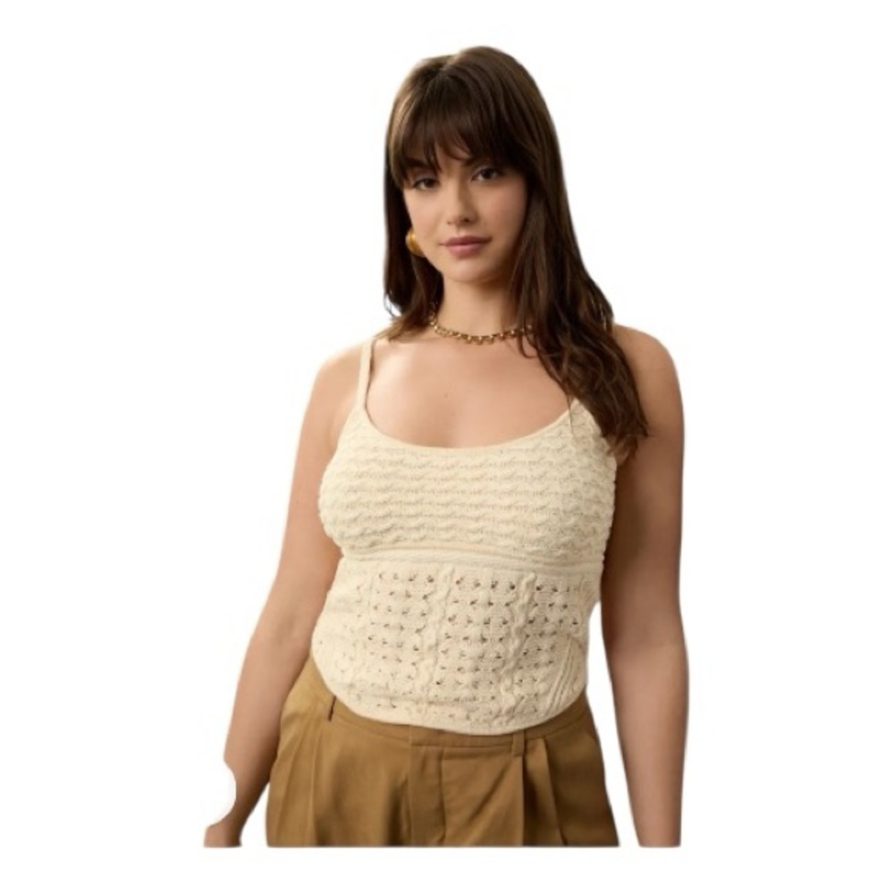 Jason Wu Crochet Knit Tank Top in Ivory Cream Size Large